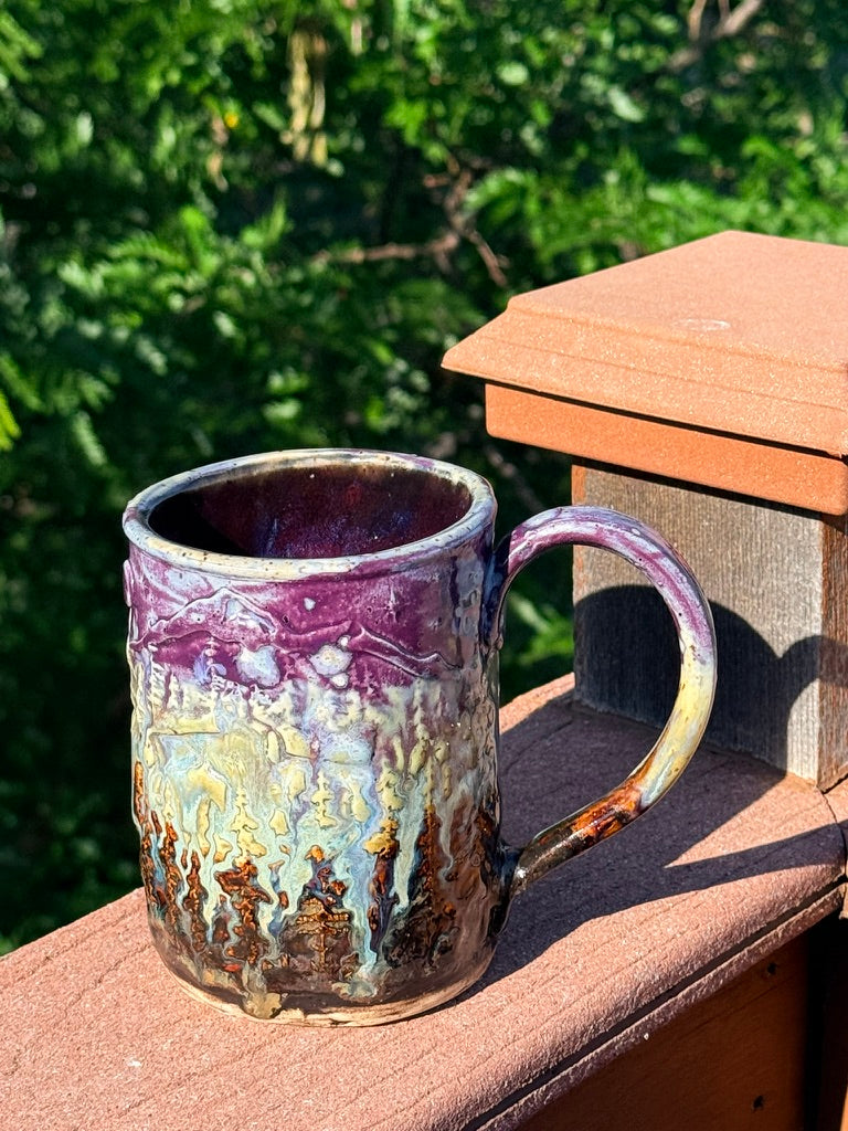 Forest & Mountains Starry Night Mug — 16 oz