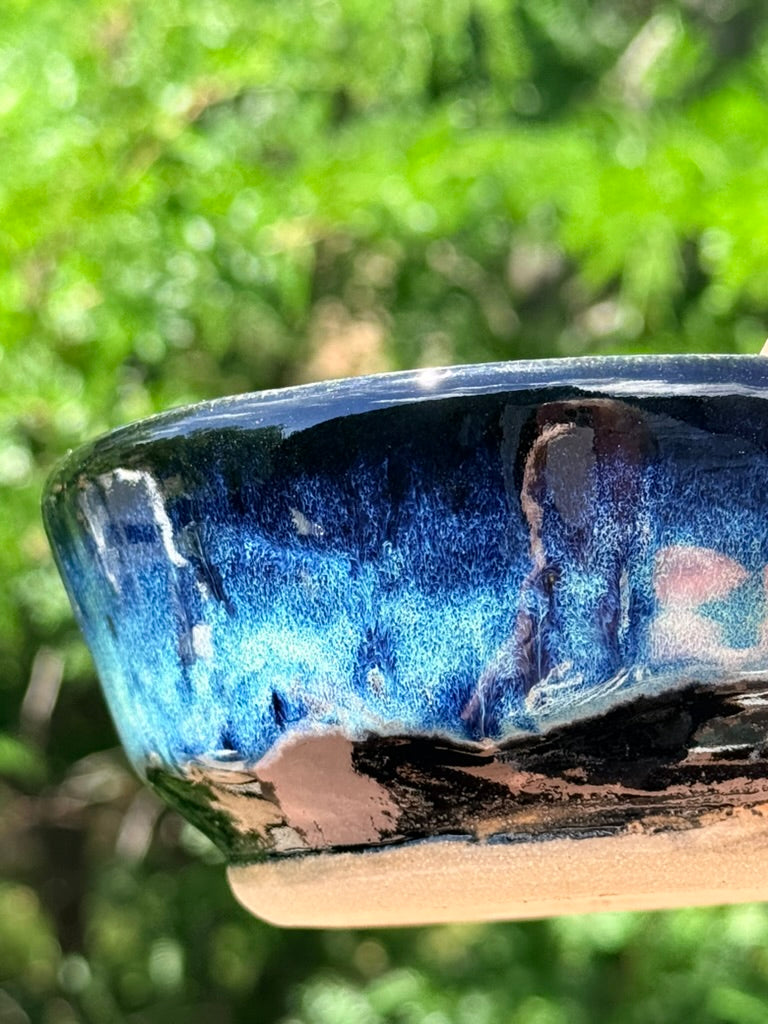 Starry Night Sky Bowl — Black, Blue & Sandy Glaze