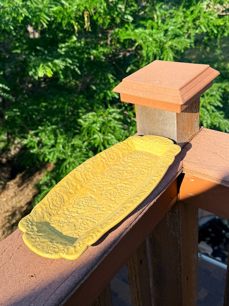 Long Ceramic Serving Tray — Butter Yellow Glaze