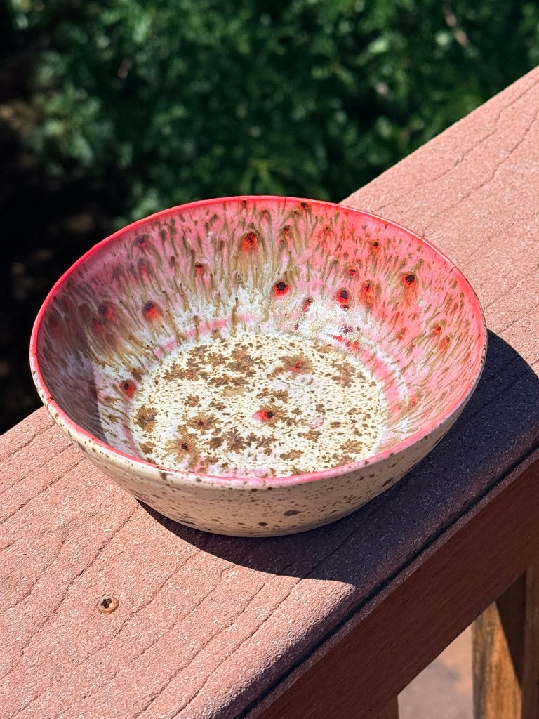 Handmade Ceramic Ice Cream Bowl — Winterwood & Red Glaze | Karen Palen Pottery