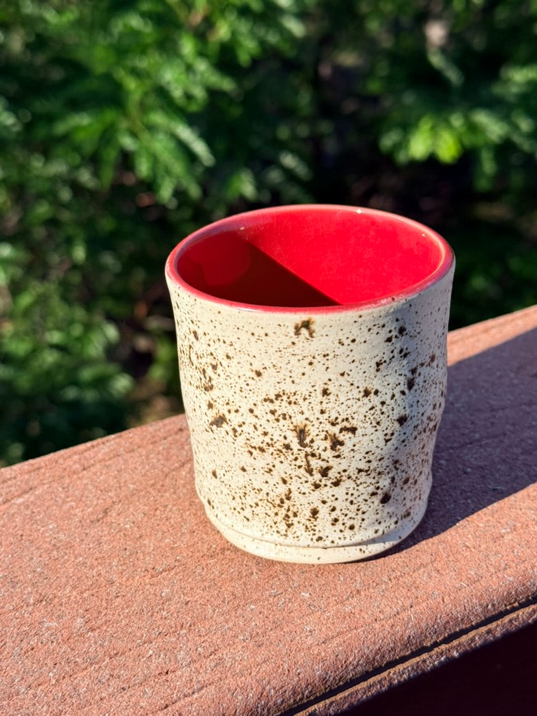 Ceramic Cup — Matte Winterwood & Cherry Red Interior