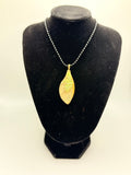 Ceramic Pendant Necklace — Speckled Clay with Green Foliage