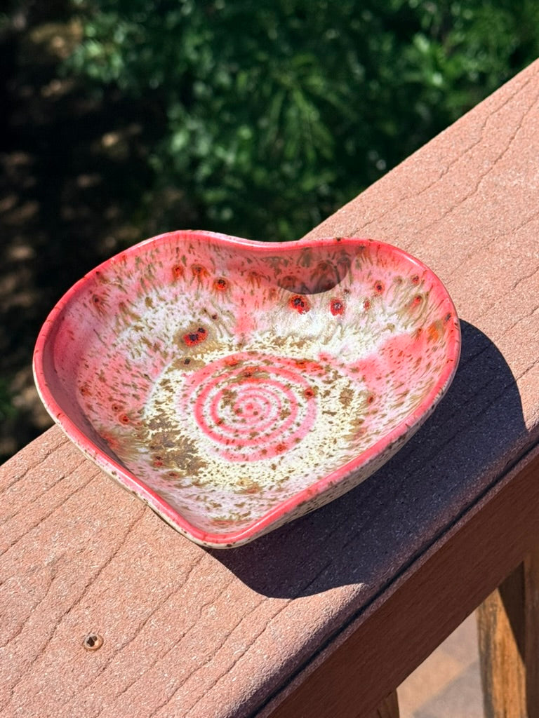 Heart Bowl — Winterwood & Red Glaze