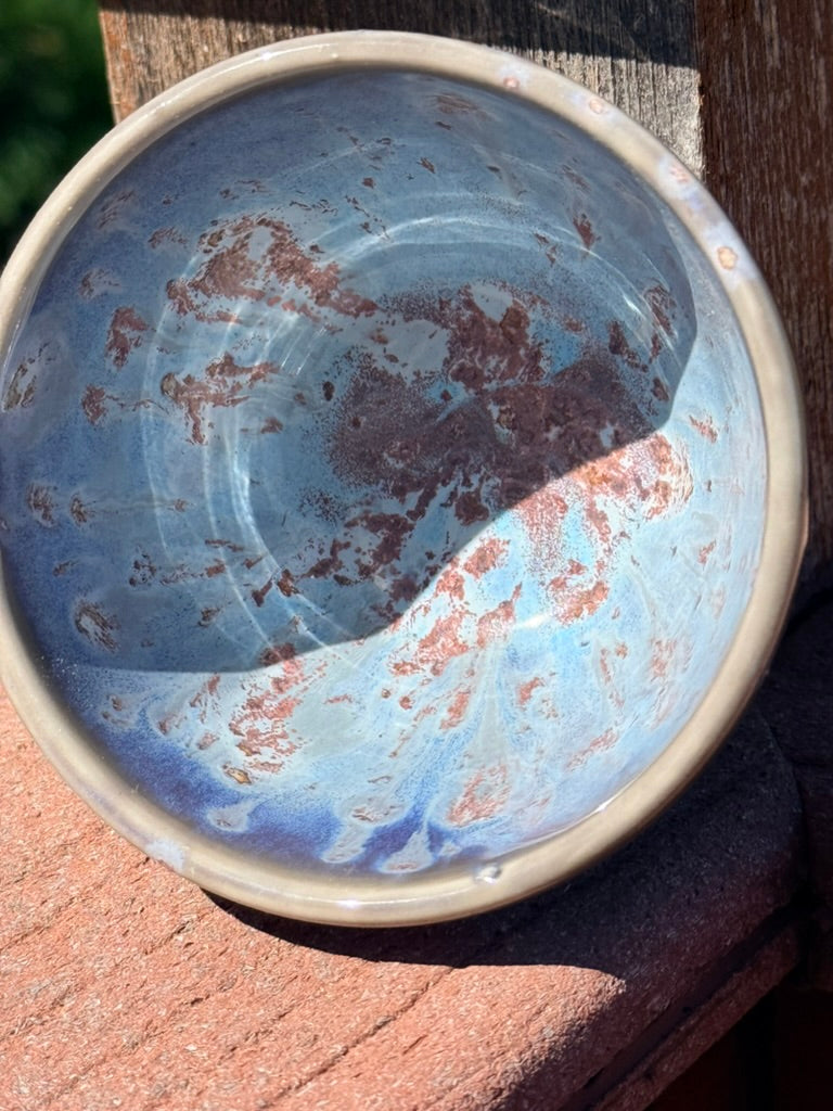 Mini Ceramic Dip Cup — Gray & Blue Mottled Glaze