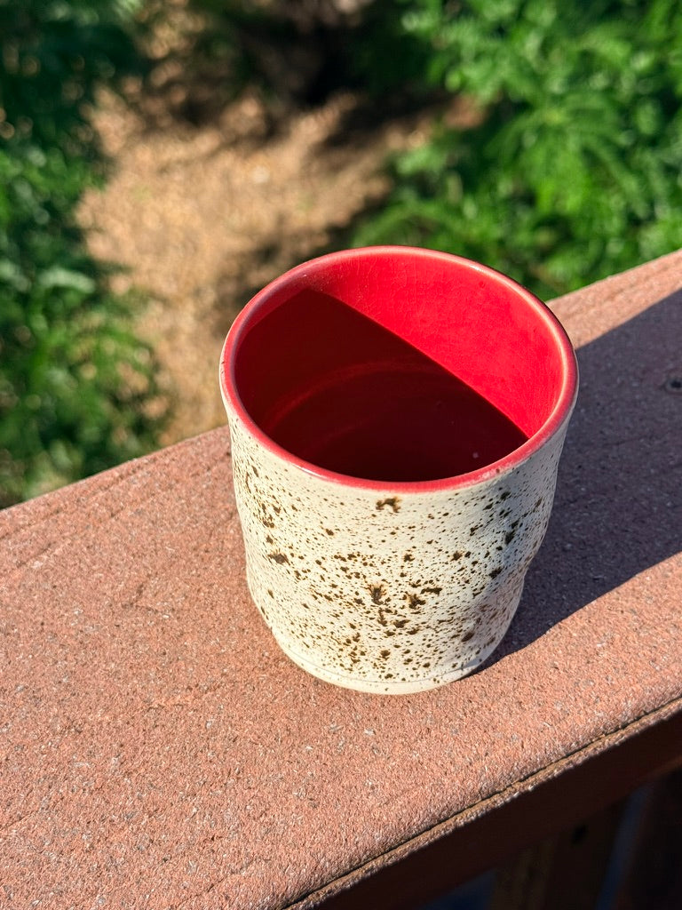 Ceramic Cup — Matte Winterwood & Cherry Red Interior