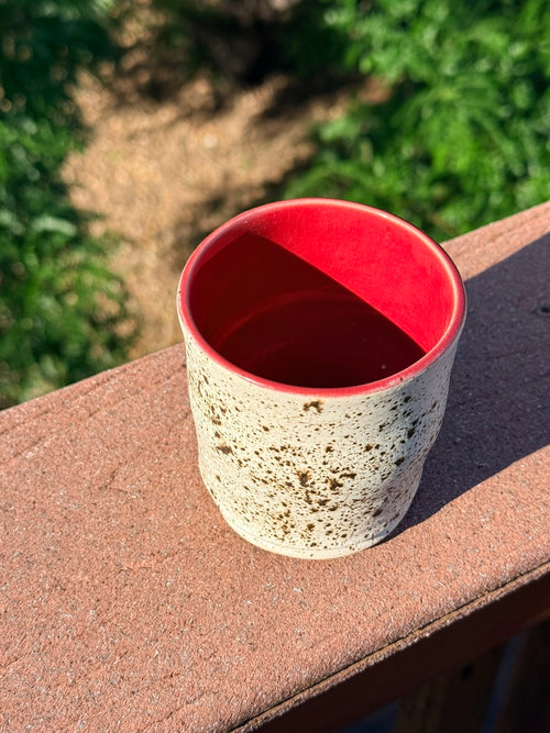 Ceramic Cup — Matte Winterwood & Cherry Red Interior