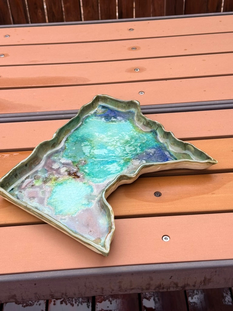Minnesota Shaped Ceramic Tray — Lake Region Glass Inlay