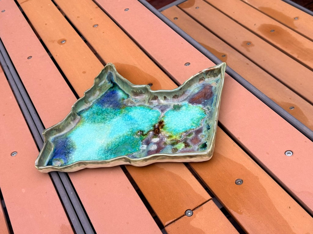 Minnesota Shaped Ceramic Tray — Lake Region Glass Inlay