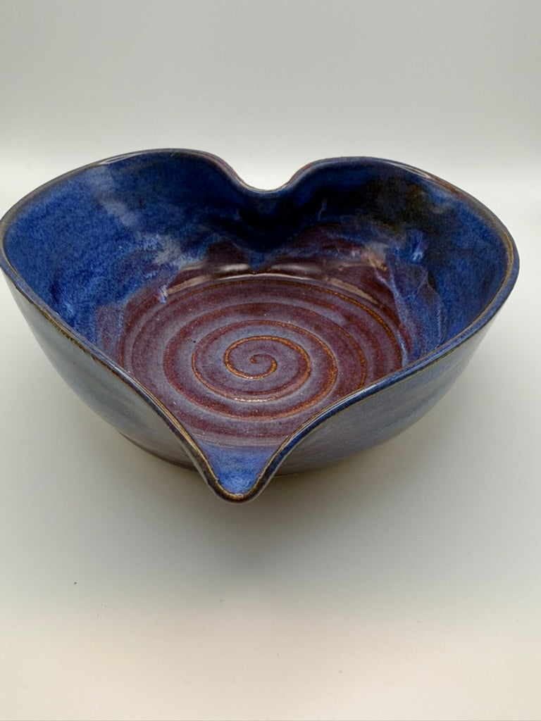 Heart Bowl — Blue & Crimson Glaze
