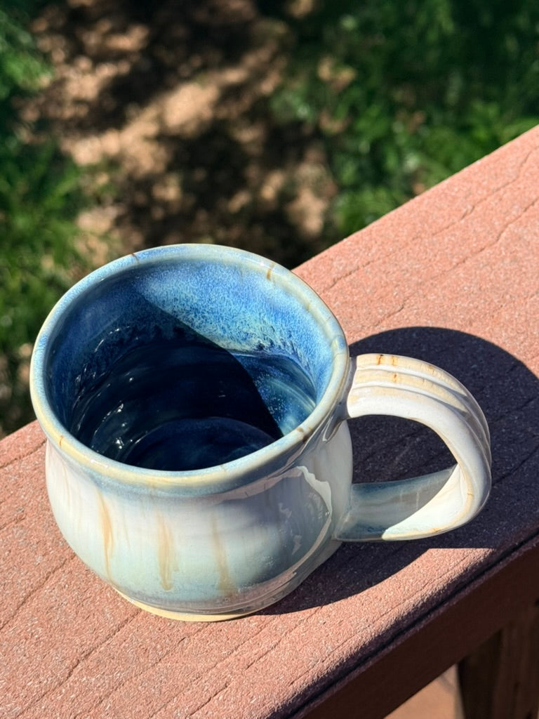 Peacock Blue Mug — Beige, Brown & Peacock Blue Glaze
