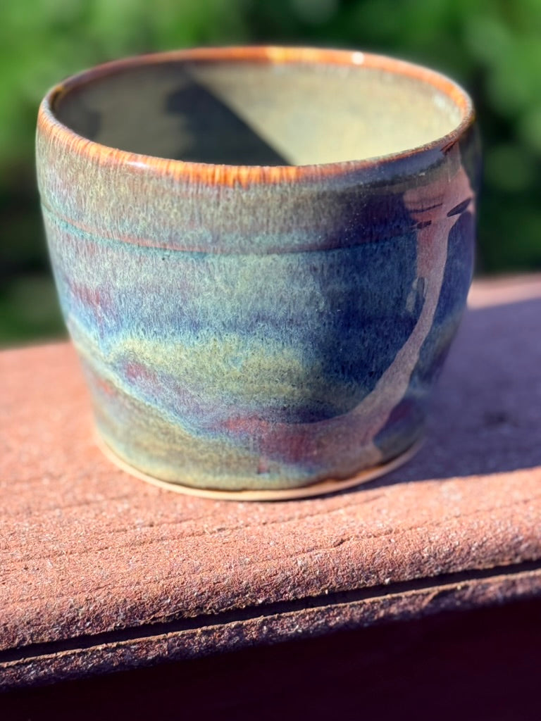 Ceramic Planter — Seaweed & Oatmeal Shimmer Glaze