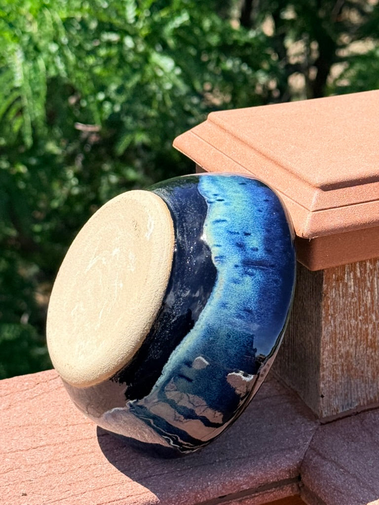Starry Night Sky Bowl — Black, Blue & Sandy Glaze