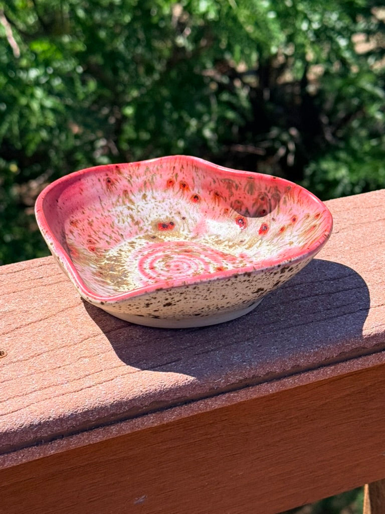 Heart Bowl — Winterwood & Red Glaze