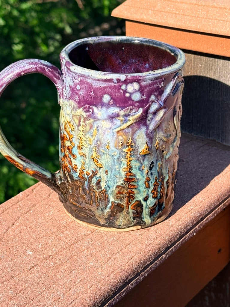 Forest & Mountains Starry Night Mug — 16 oz