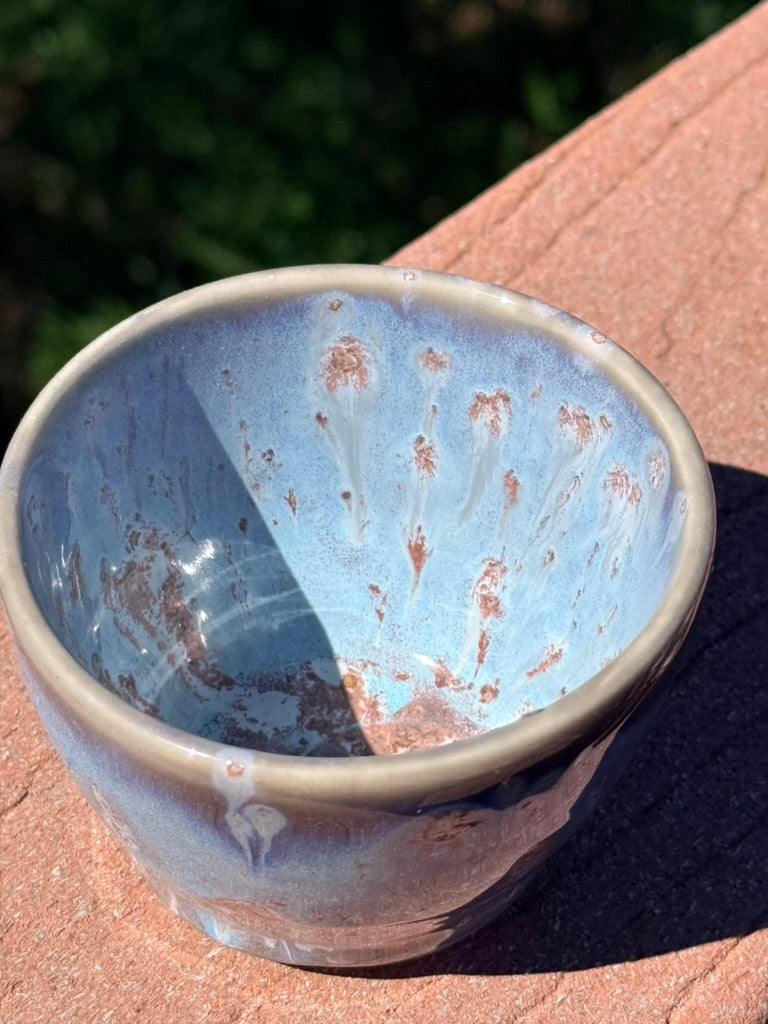 Mini Ceramic Dip Cup — Gray & Blue Mottled Glaze