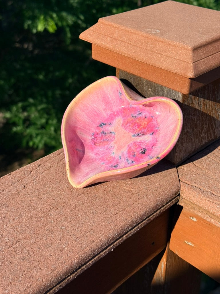 Heart Bowl — Pink Poppy Fields Glaze