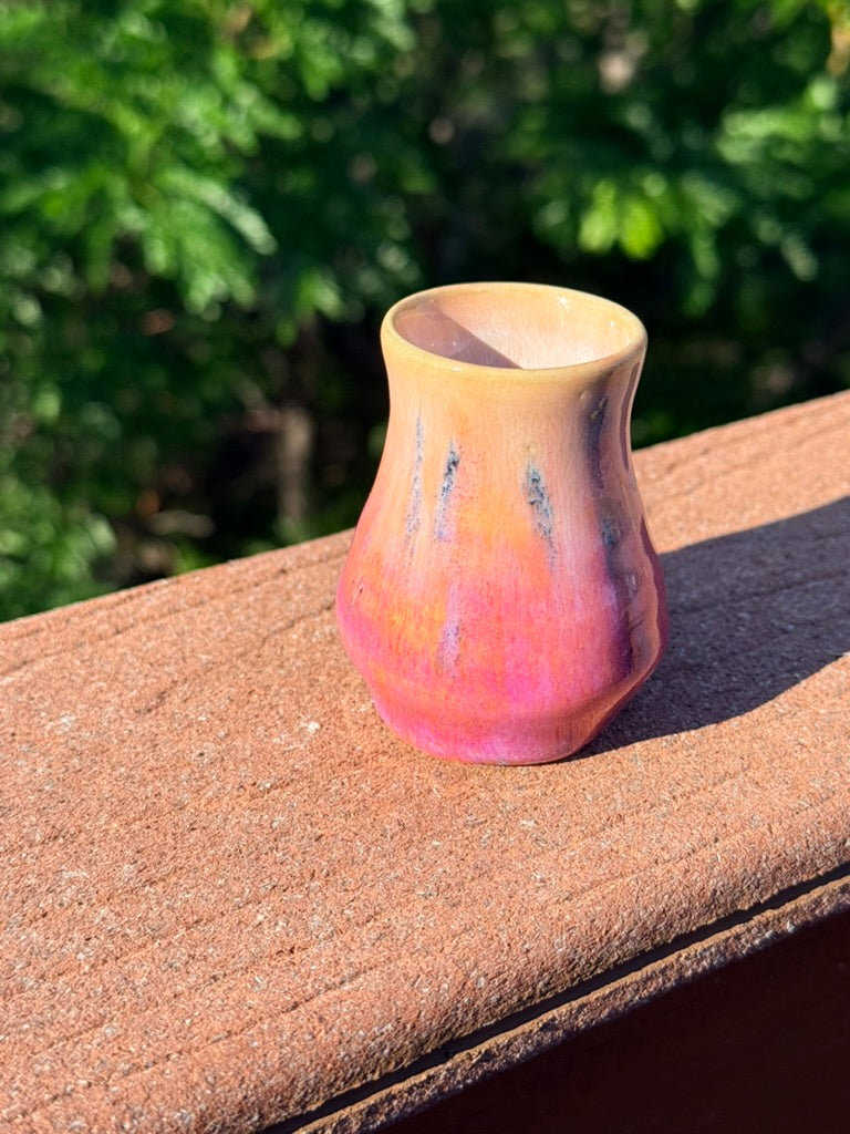 Coral Bud Vase — Coral to Dark Pink Glaze