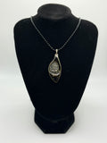 Ceramic Pendant Necklace — Metallic Brown with Pinecone Design