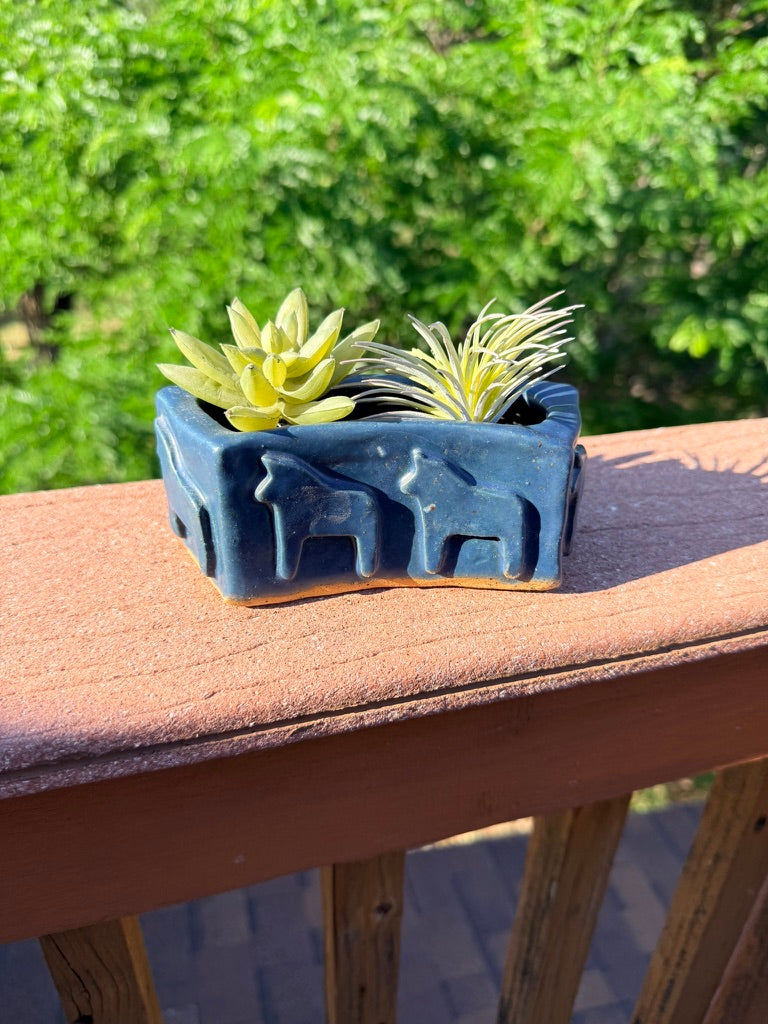 Dala Horse Succulent Planter — Scandinavian Blue