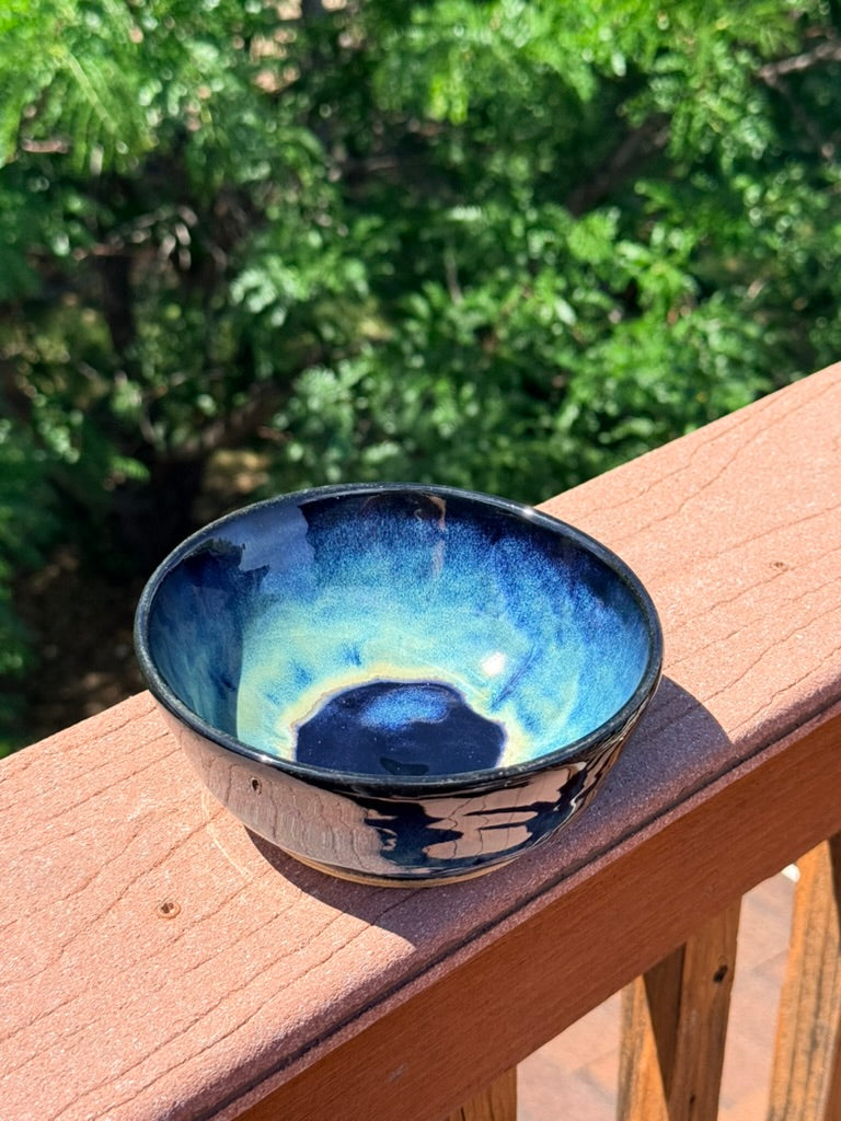 Starry Night Sky Bowl — Black, Blue & Sandy Glaze