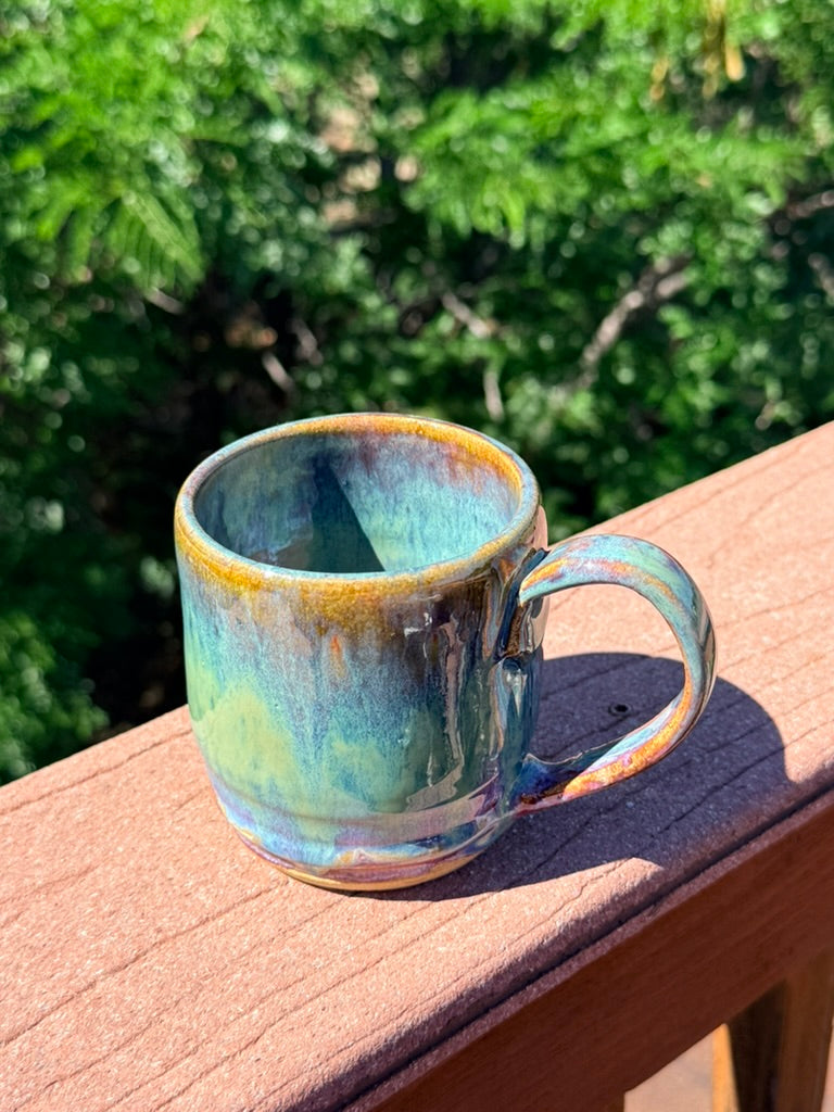 Kaleidoscope Glaze Mug — Turquoise, Lime & Purple
