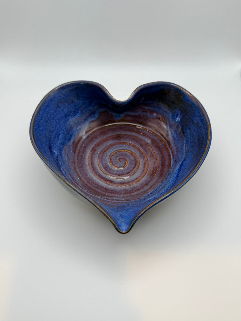 Heart Bowl — Blue & Crimson Glaze