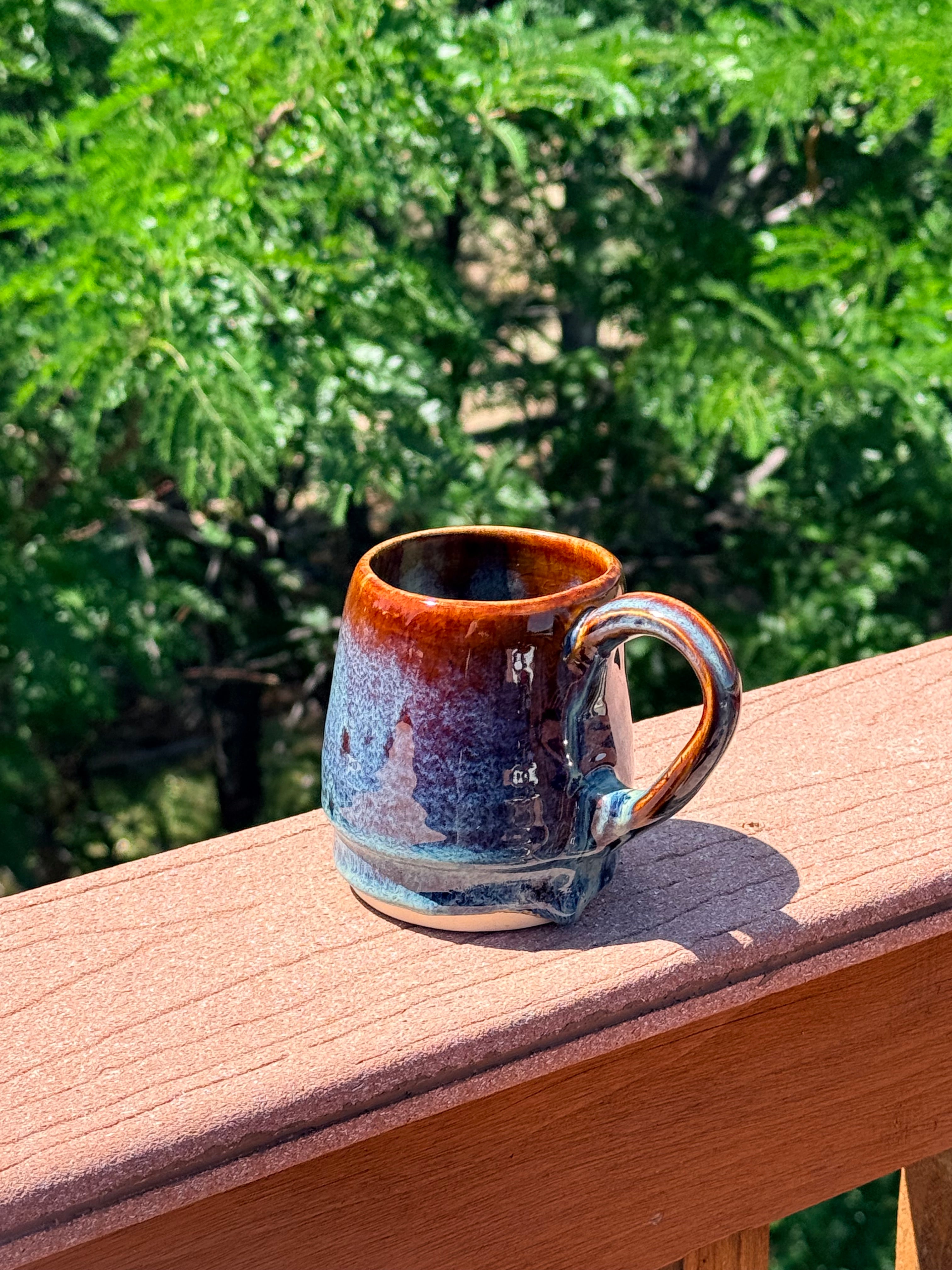 Garnet red and slate blue mug