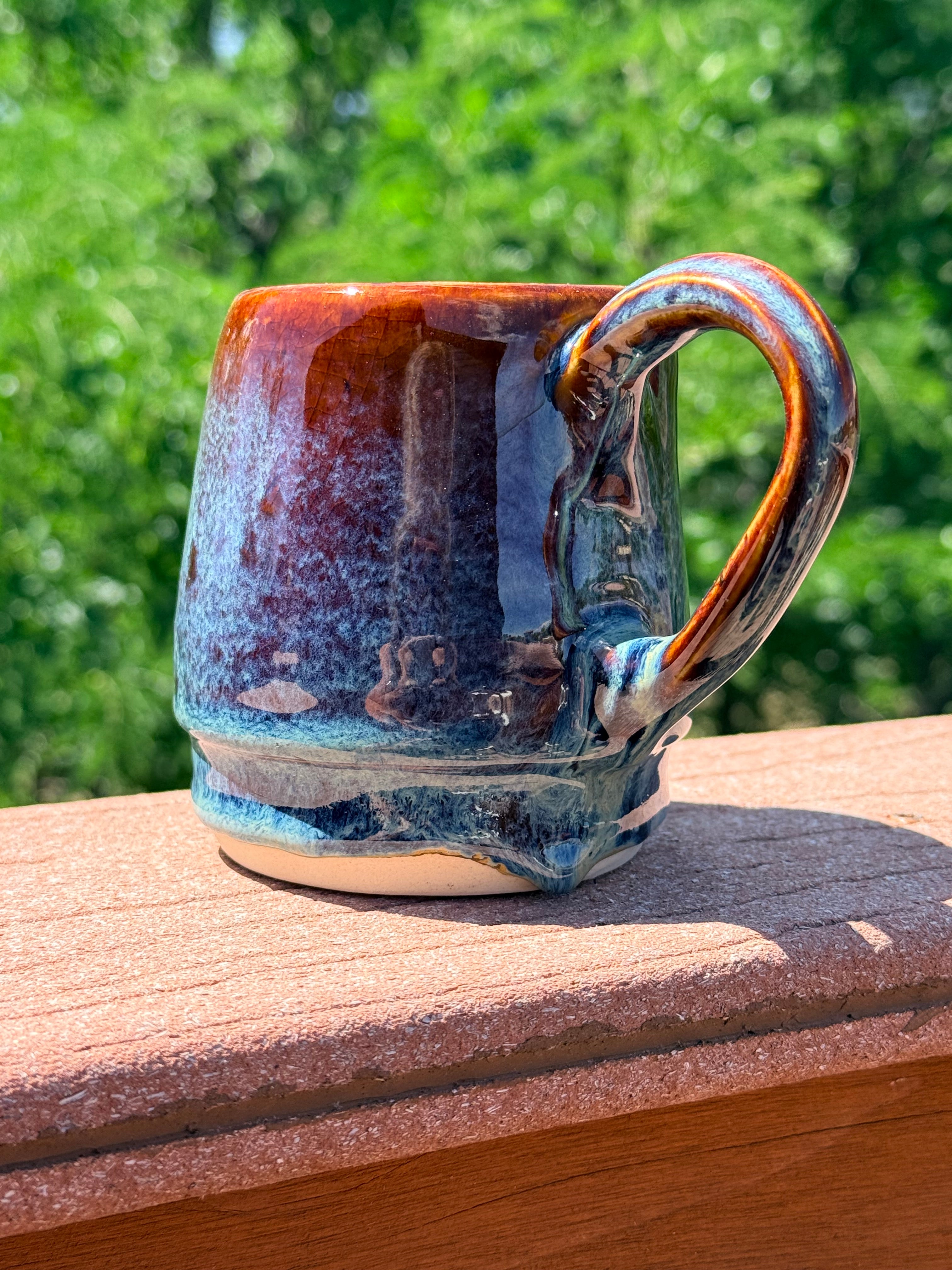 Garnet red and slate blue mug