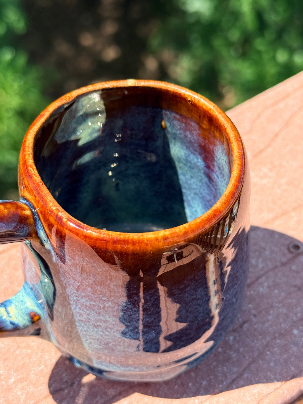 Garnet red and slate blue mug
