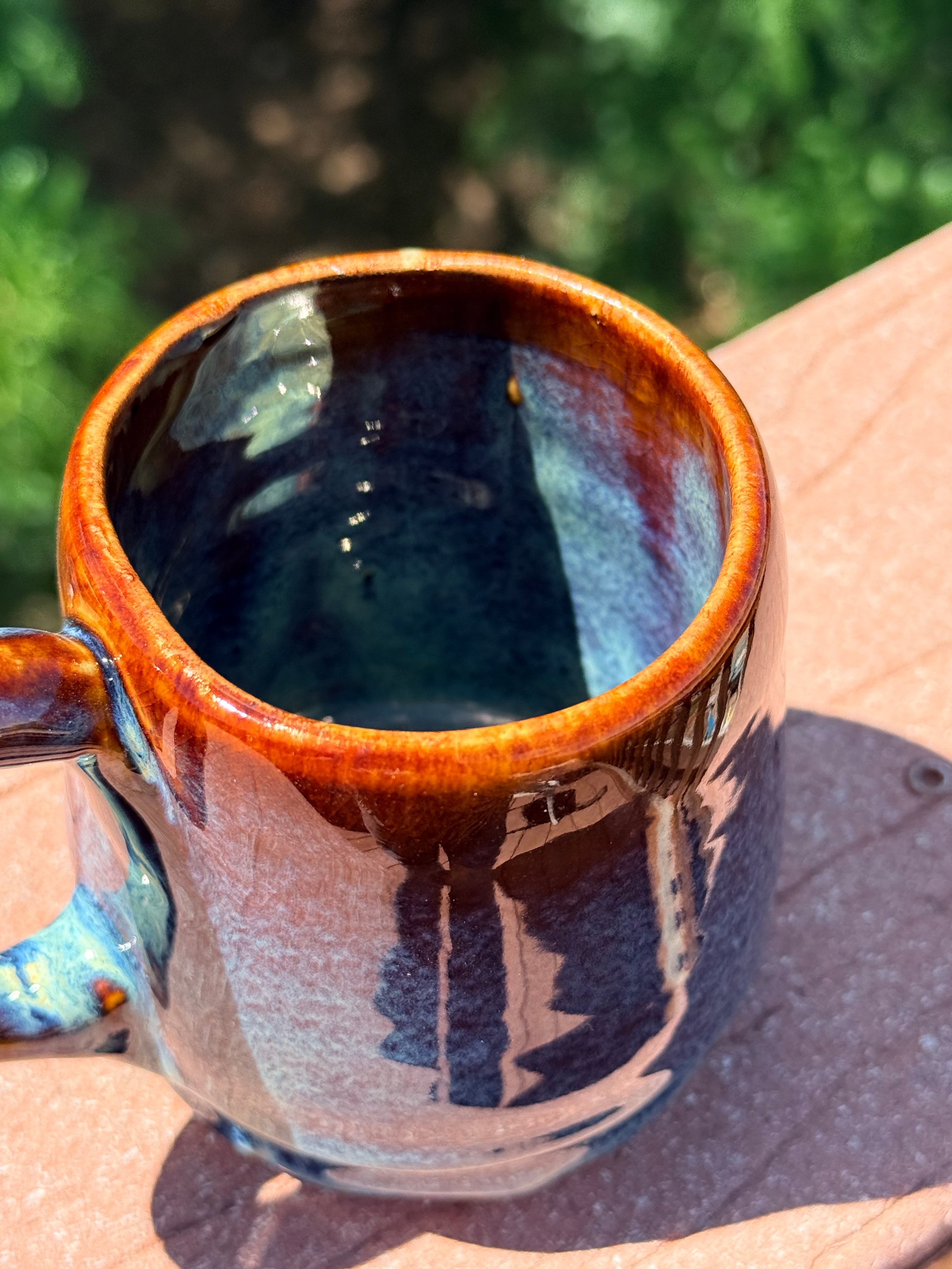 Garnet red and slate blue mug