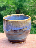 Handcrafted Small Planter – Iridescent Blue & Brown Glaze
