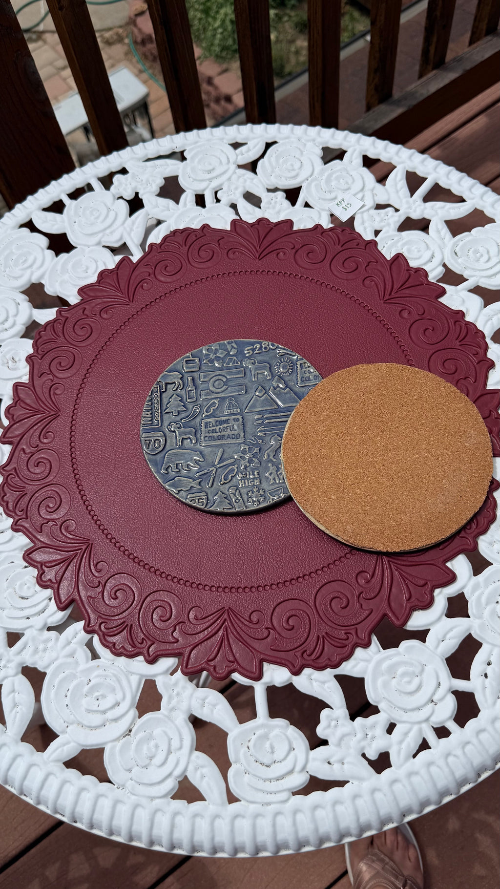 Handcrafted Colorado Native Trivet – Slate Blue Glaze with Cork Backing