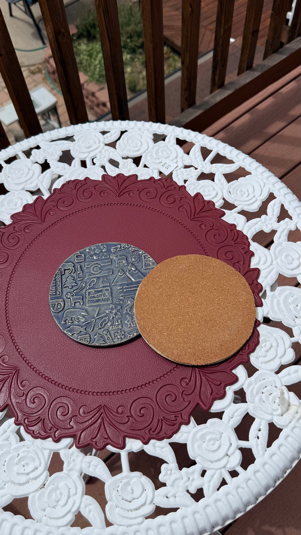 Handcrafted Colorado Trivet – Slate Blue Glaze with Cork Backing