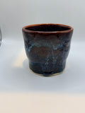 Handcrafted Small Pot – Fire & Ice Glaze, Garnet Red & Glacier Blue