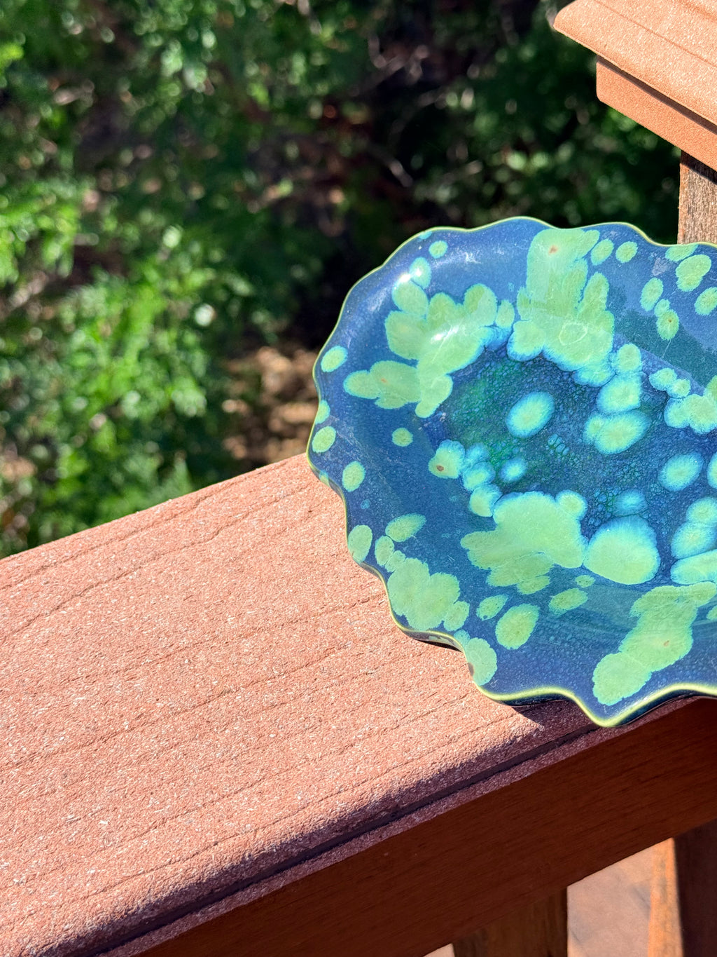 Handcrafted Little Scalloped Tray – Olive Float Glaze