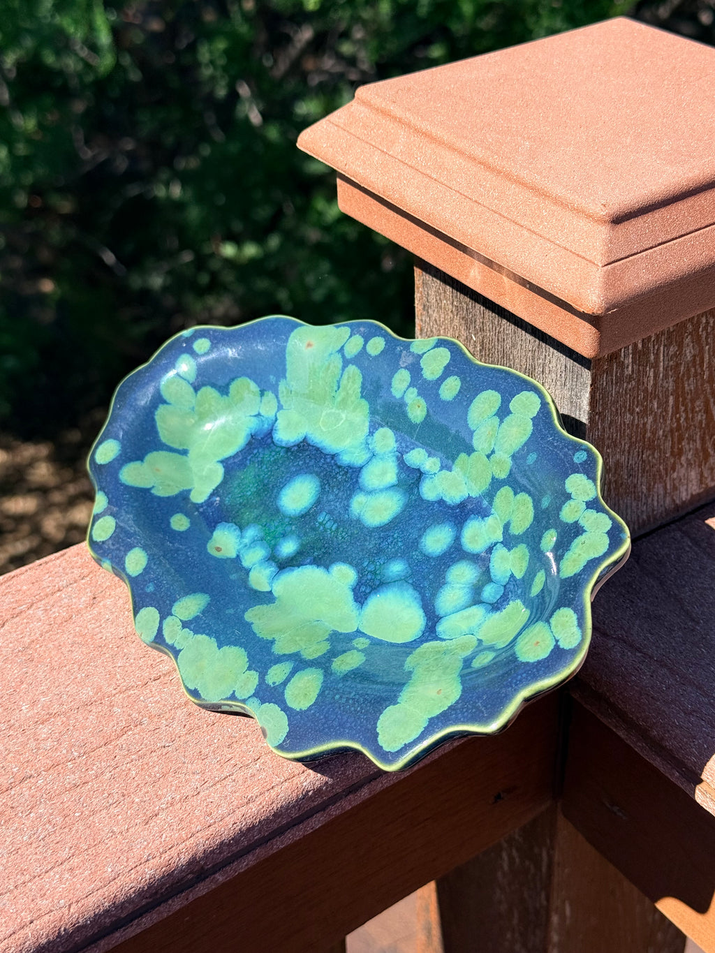 Handcrafted Little Scalloped Tray – Olive Float Glaze