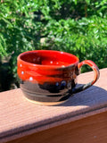 Handcrafted Ceramic Mug – Deep Red Glaze with White Crystals